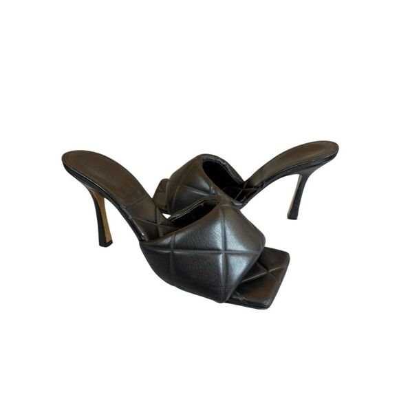 Bottega Veneta Lido 90 Black Quilted Leather Sandals Heels Size 38.5 - Picture 3 of 12